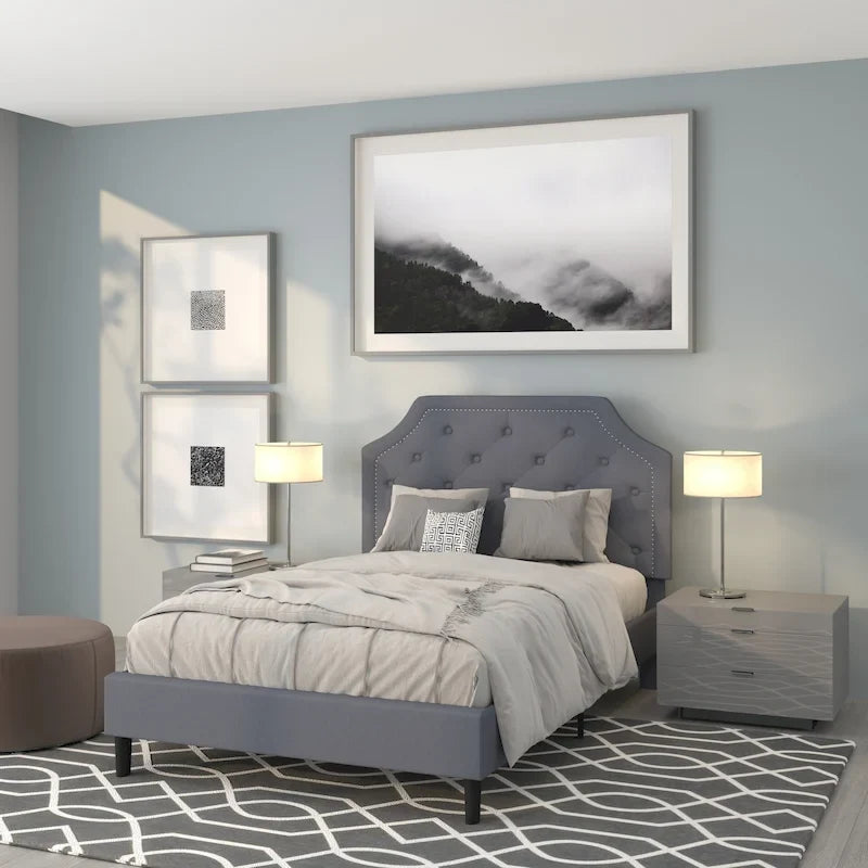 Arched Tufted Upholstered Platform Bed