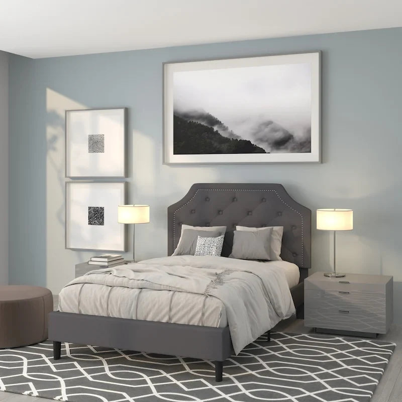 Arched Tufted Upholstered Platform Bed