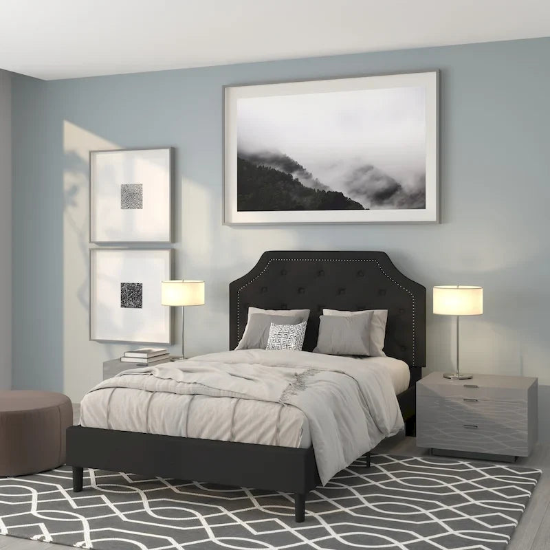 Arched Tufted Upholstered Platform Bed