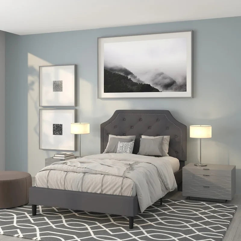Arched Tufted Upholstered Platform Bed