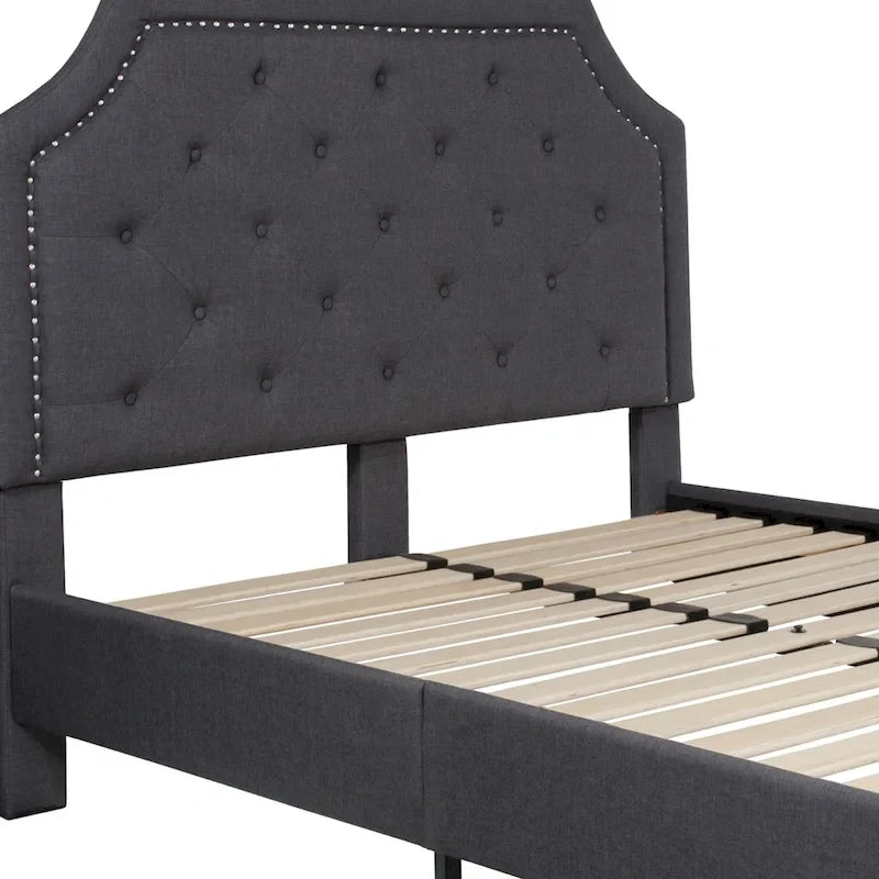 Arched Tufted Upholstered Platform Bed