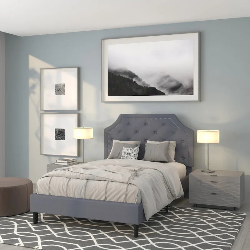 Arched Tufted Upholstered Platform Bed