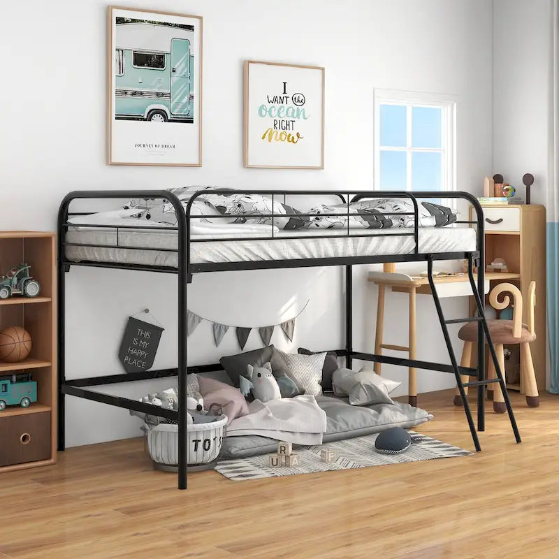 Metal Twin Loft Bed , Twin Size High Loft Bed