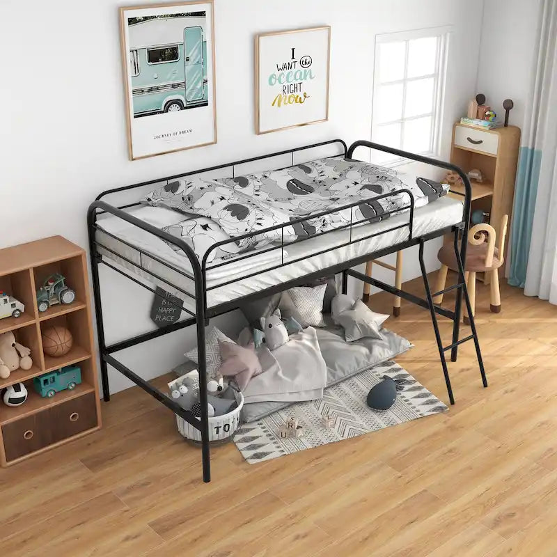 Metal Twin Loft Bed , Twin Size High Loft Bed