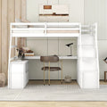 Merax Twin Size Loft Bed with with 7 Drawers 2 Shelves and Desk
