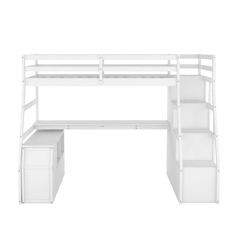 Merax Twin Size Loft Bed with with 7 Drawers 2 Shelves and Desk