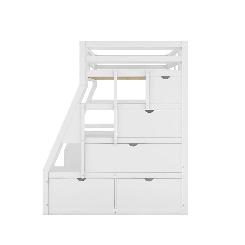 Merax Twin Size Loft Bed with with 7 Drawers 2 Shelves and Desk