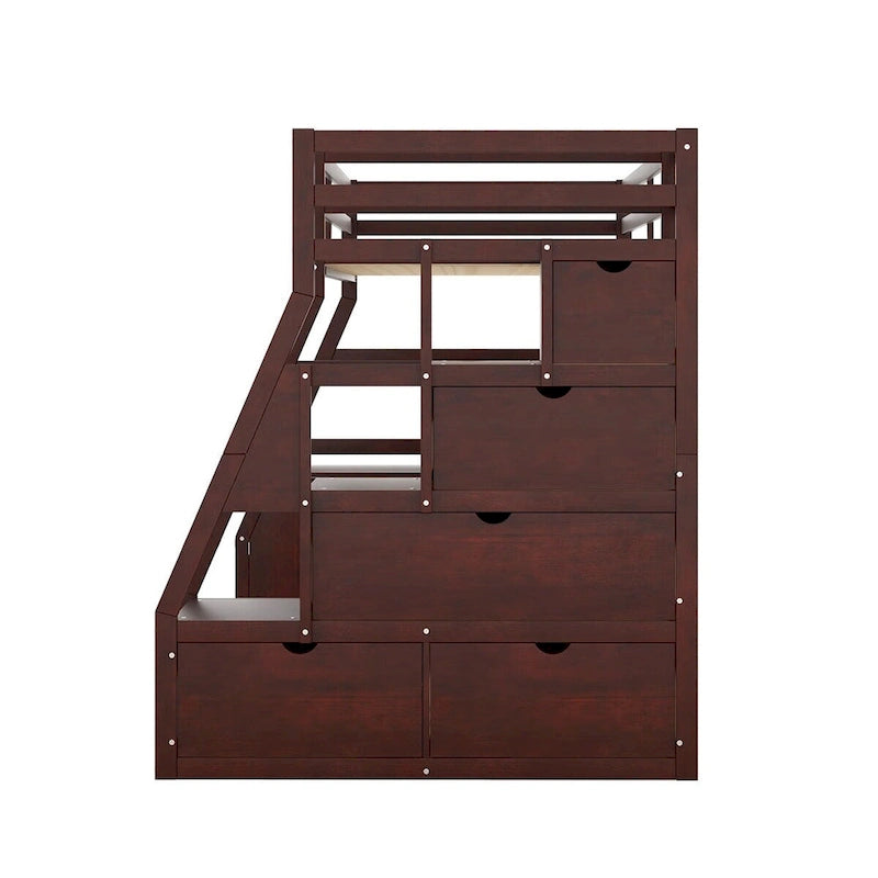 Merax Twin Size Loft Bed with with 7 Drawers 2 Shelves and Desk