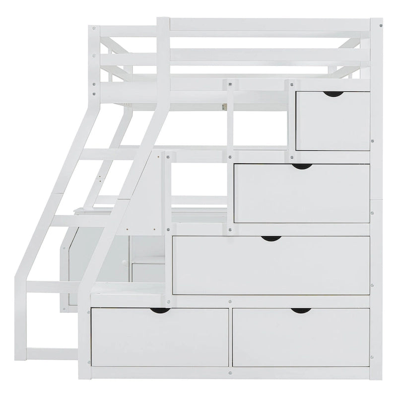 Merax Twin Size Loft Bed with with 7 Drawers 2 Shelves and Desk