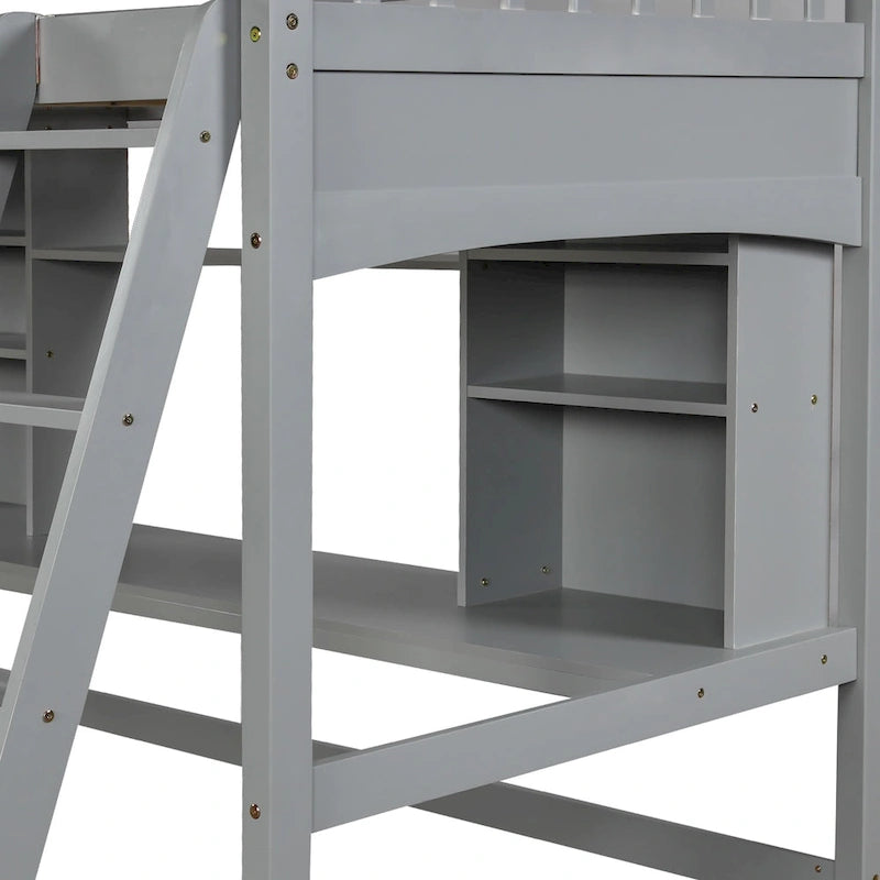 Twin size Loft Bed with Storage Shelves