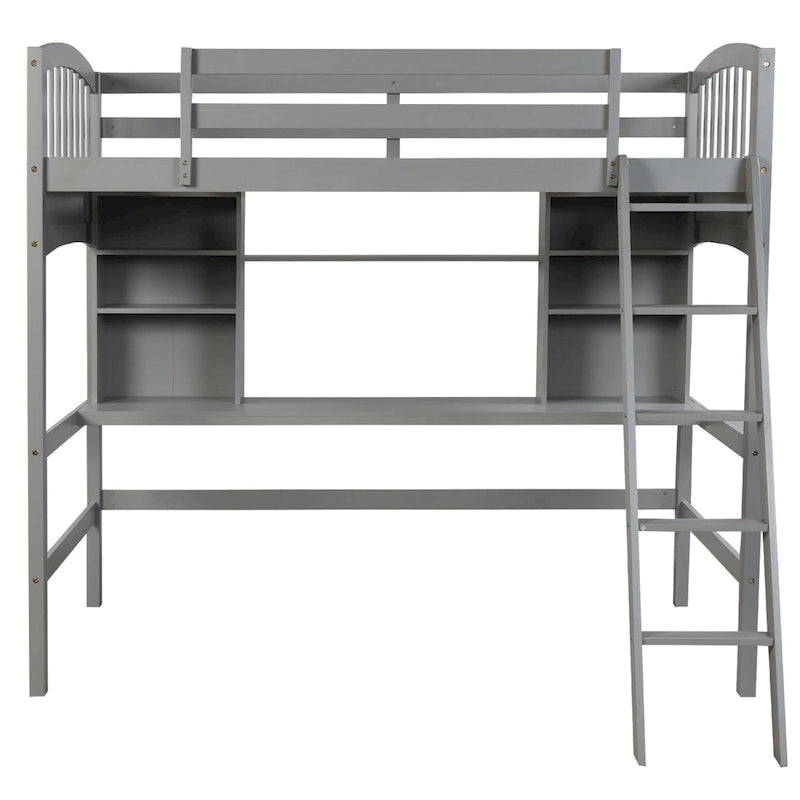 Twin size Loft Bed with Storage Shelves