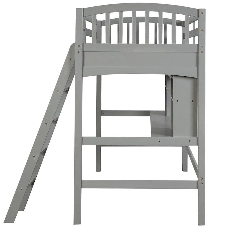 Twin size Loft Bed with Storage Shelves