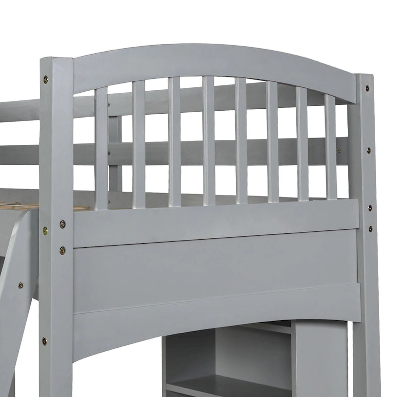 Twin size Loft Bed with Storage Shelves