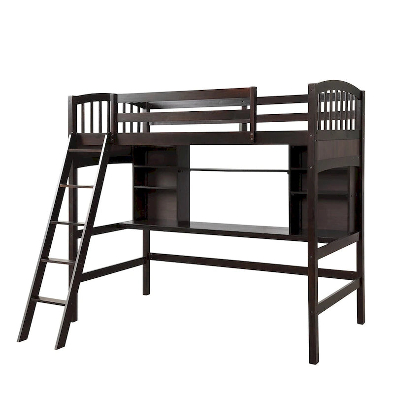 Twin size Loft Bed with Storage Shelves