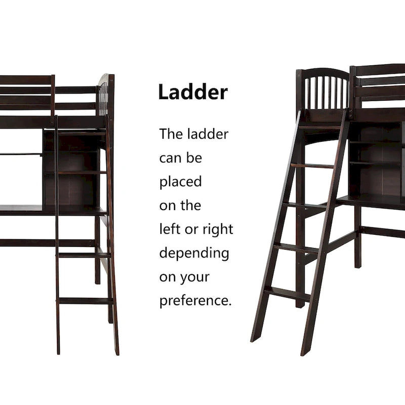 Twin size Loft Bed with Storage Shelves