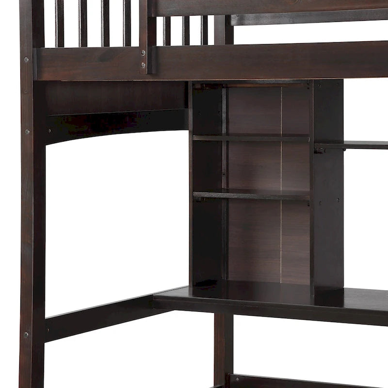 Twin size Loft Bed with Storage Shelves