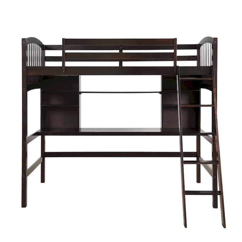 Twin size Loft Bed with Storage Shelves