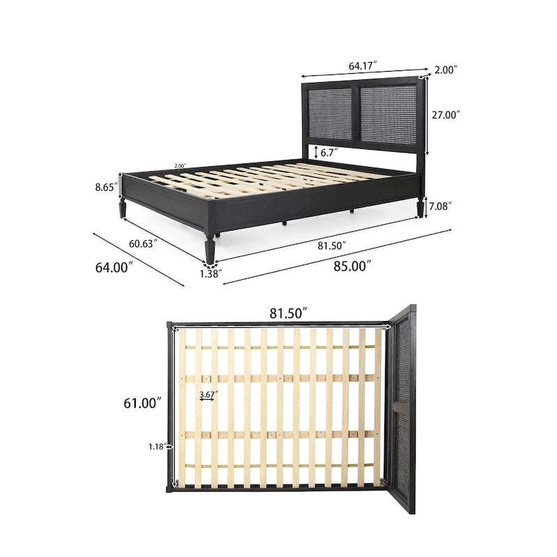 Lorent Acacia Wood and Rattan Queen Bed by Christopher Knight Home