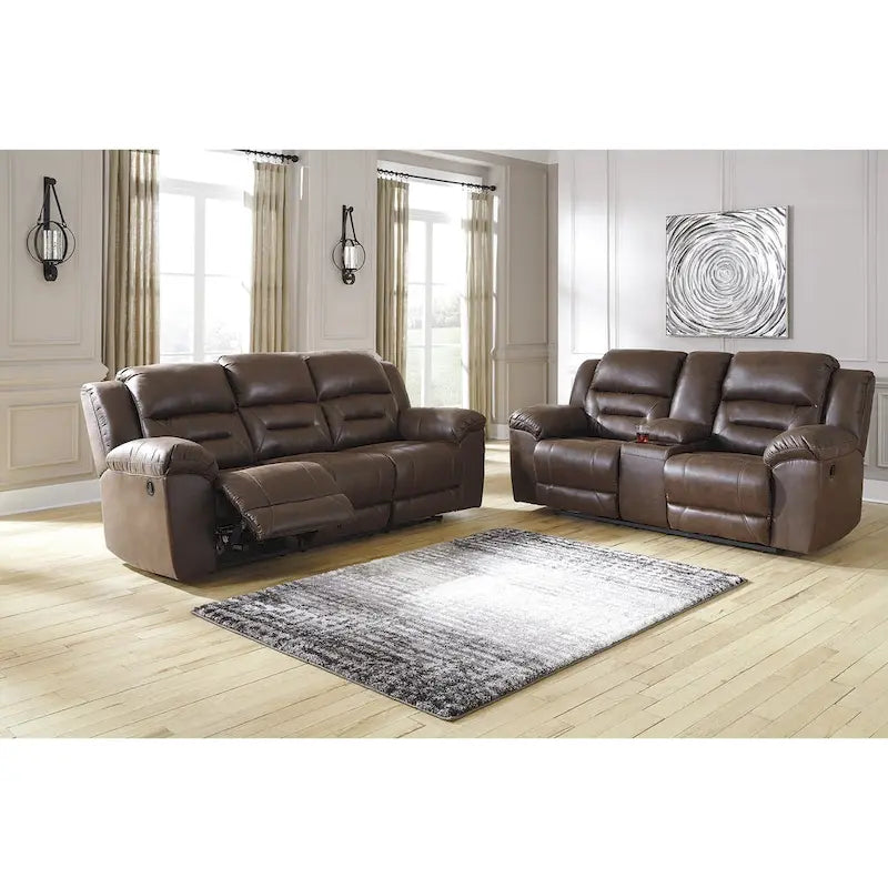 Stoneland Contemporary Reclining Sofa Chocolate