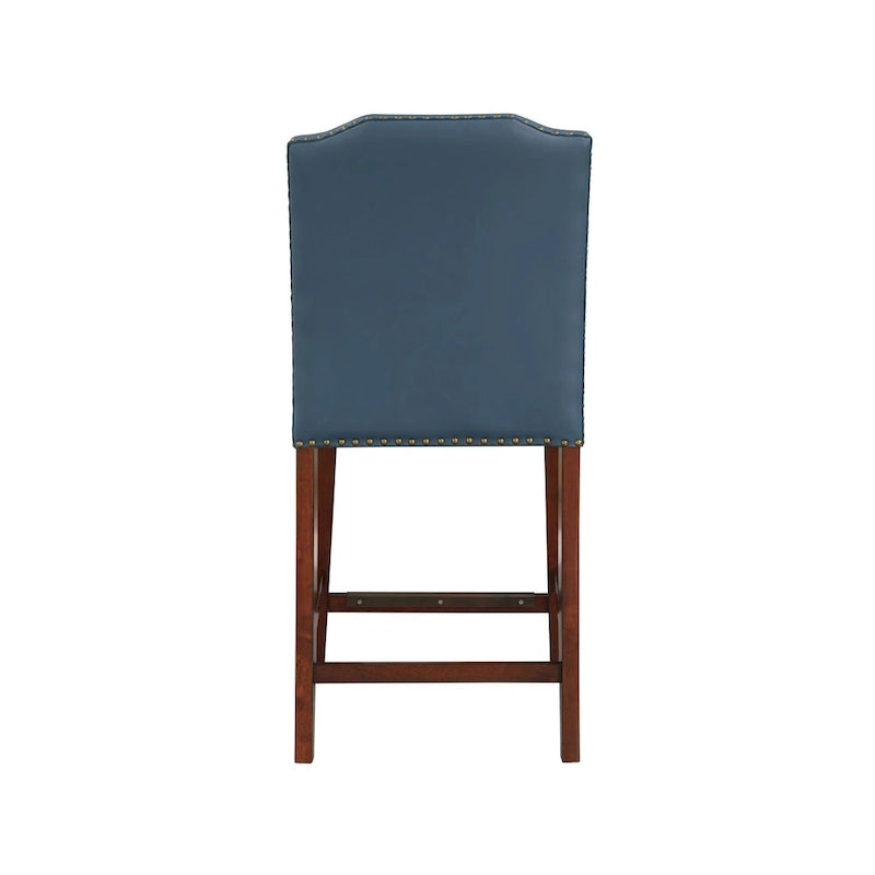 Britton Stationary Faux Leather Counter Stool with Nail Heads by Greyson Living