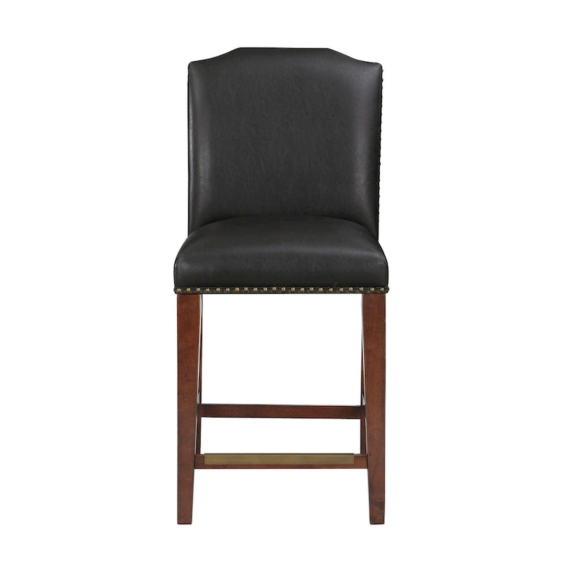 Britton Stationary Faux Leather Counter Stool with Nail Heads by Greyson Living