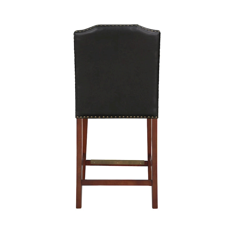 Britton Stationary Faux Leather Counter Stool with Nail Heads by Greyson Living
