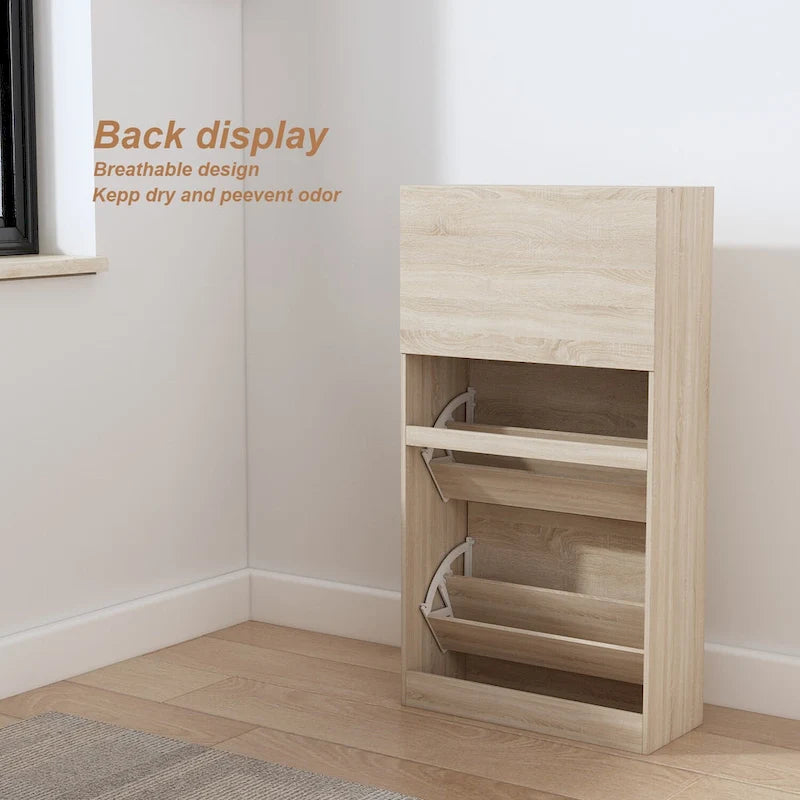 Timechee Grey Entryway Shoe Spcase Saving Cabinet with 3 Drawers
