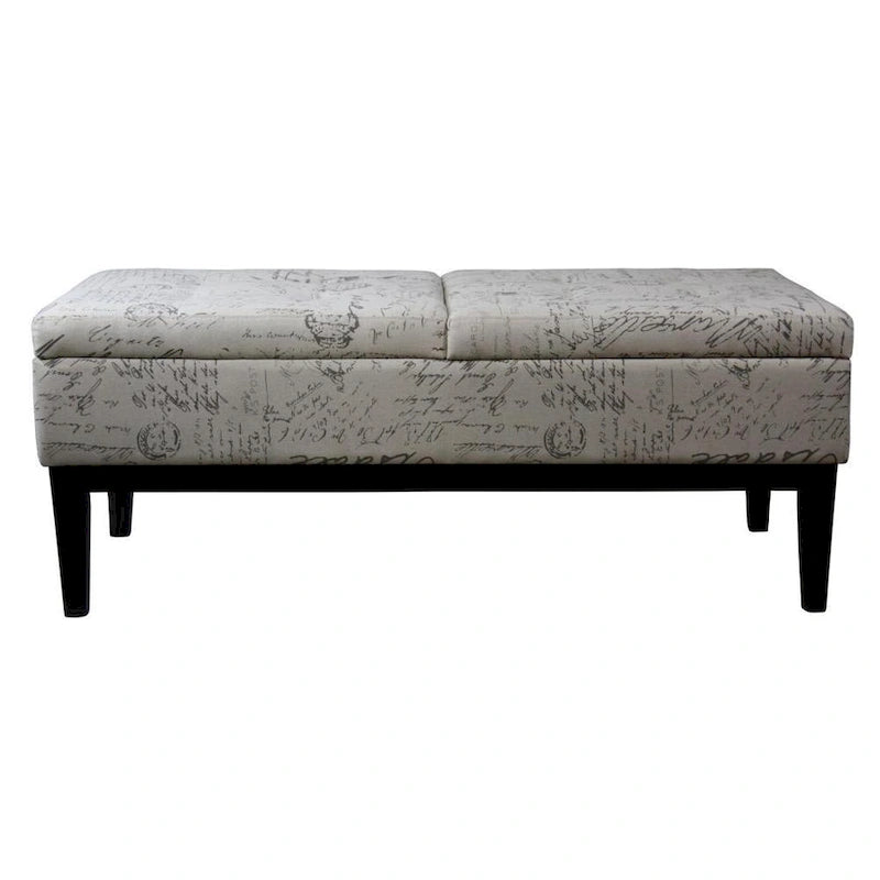Banc de rangement double levée style Ancien Monde de 19,5 po de hauteur