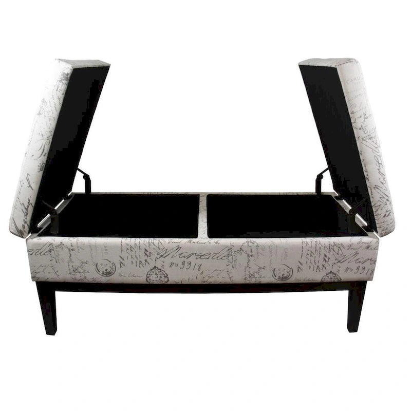 Banc de rangement double levée style Ancien Monde de 19,5 po de hauteur