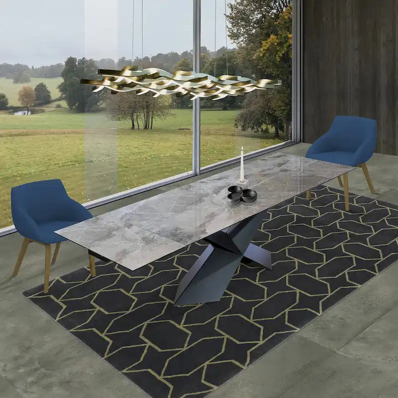 Davee Grey Ceramic Top Extendable Dining Table - 70.87/106.31*35.43*29.53inches