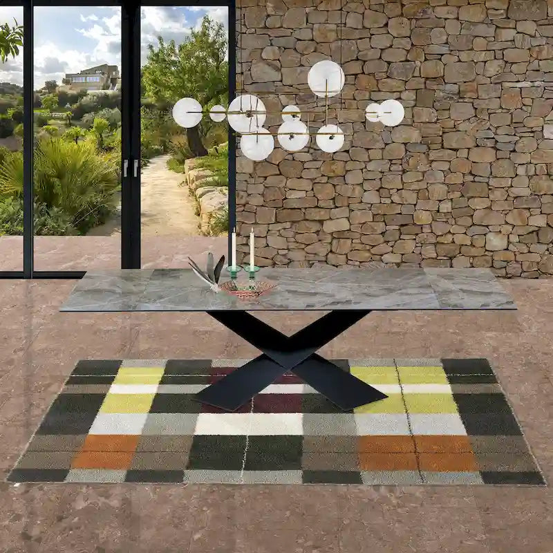 Davee Grey Ceramic Top Extendable Dining Table - 70.87/106.31*35.43*29.53inches