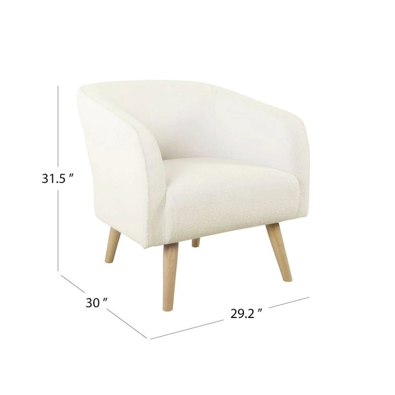 HomePop Sherpa Accent Chair with Wood Legs - Cream