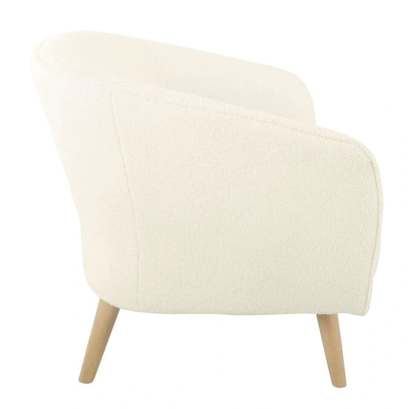 HomePop Sherpa Accent Chair with Wood Legs - Cream