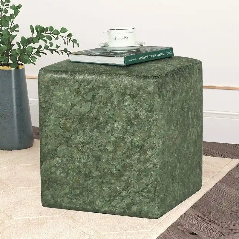 Adeco Square Ottoman Vanity Stool Fabric Upholstered Footrest Footstool