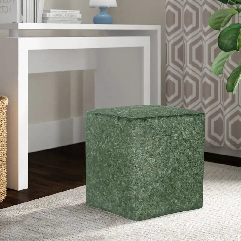 Adeco Square Ottoman Vanity Stool Fabric Upholstered Footrest Footstool
