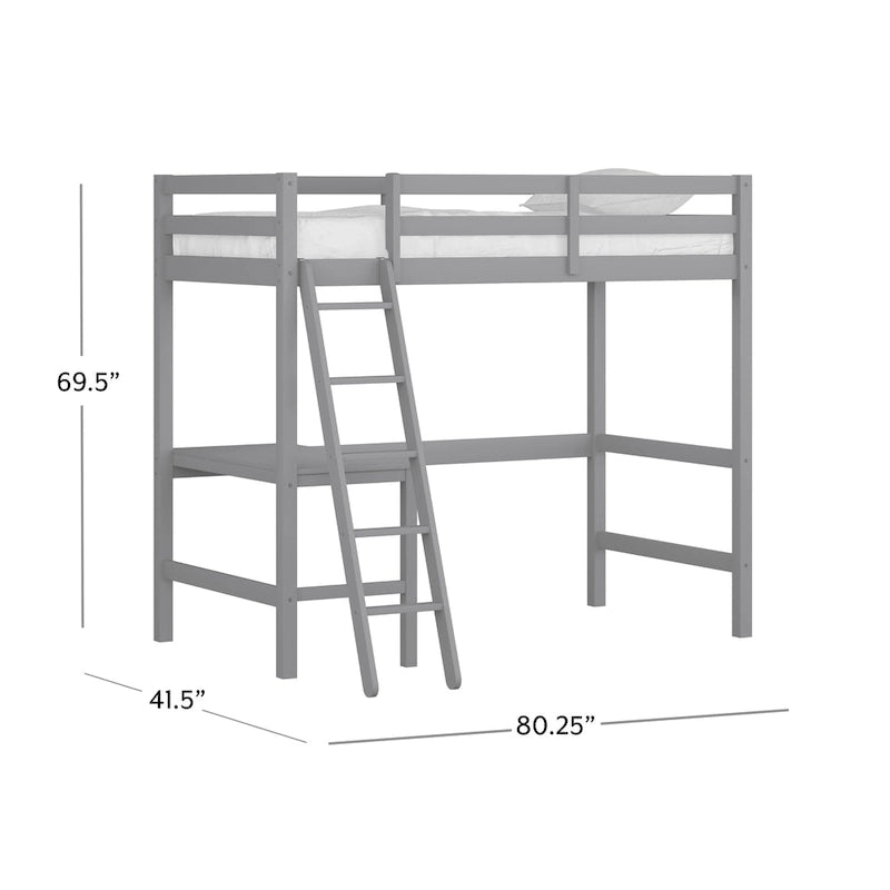 Hillsdale Caspian Wood Twin Loft Bed with Desk