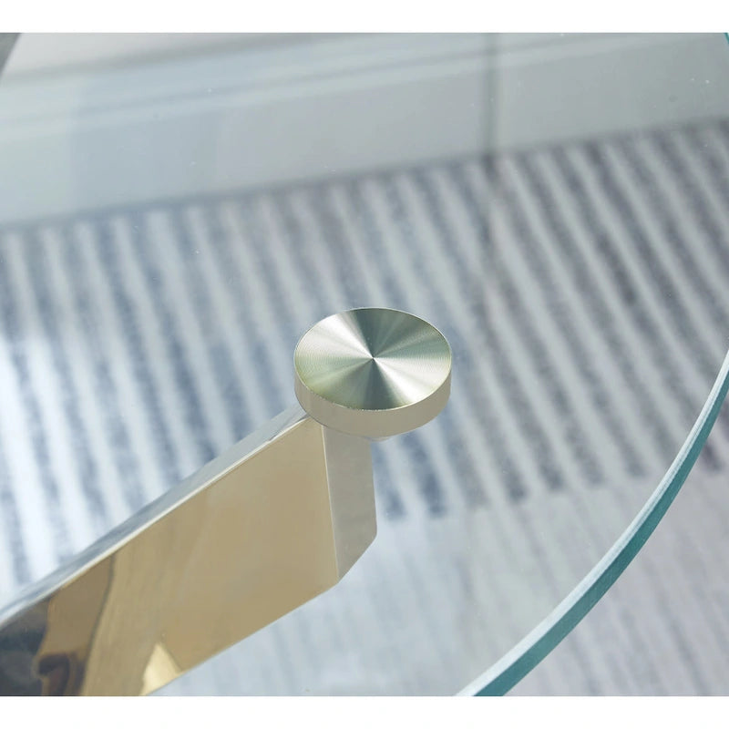 Modern Round Tempered Glass End Table with Stainless Steel Legs