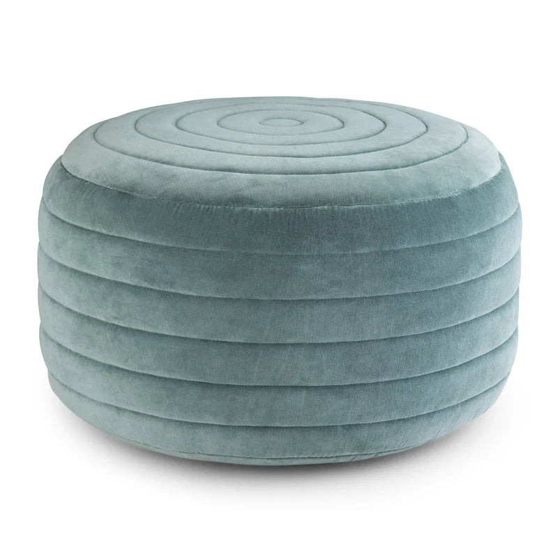 WYNDENHALL Anna Boho Round Pouf in Velvet Fabric