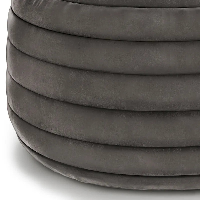 WYNDENHALL Anna Boho Round Pouf in Velvet Fabric