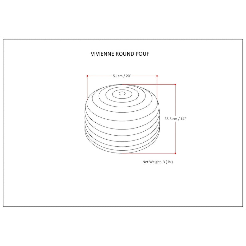 WYNDENHALL Anna Boho Round Pouf in Velvet Fabric
