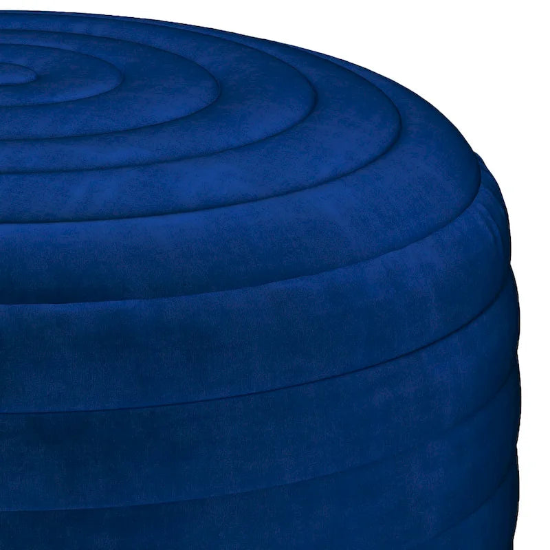 WYNDENHALL Anna Boho Round Pouf in Velvet Fabric