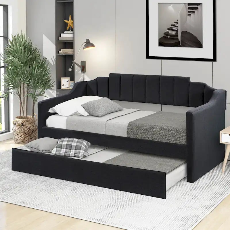 Nestfair Upholstered Twin Daybed with Trundle