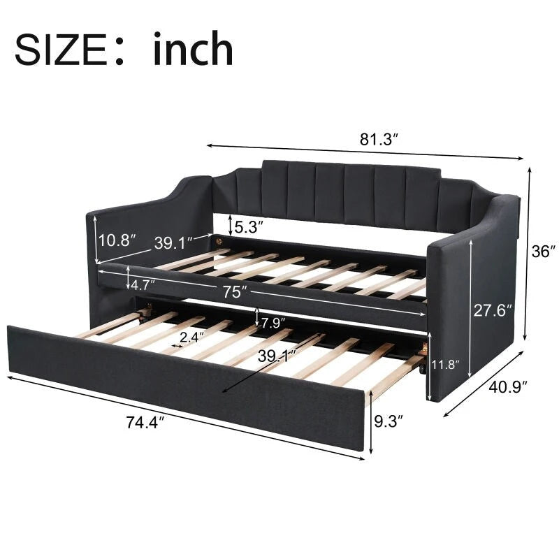 Nestfair Upholstered Twin Daybed with Trundle