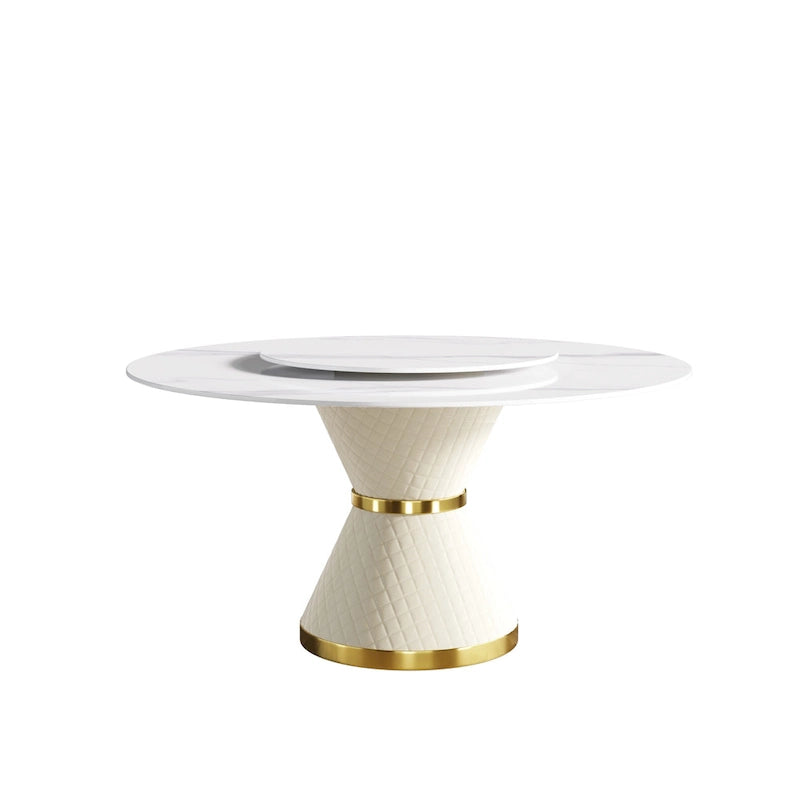 59 Modern Marble Dining Table Round Dining Table with Lazy Susan