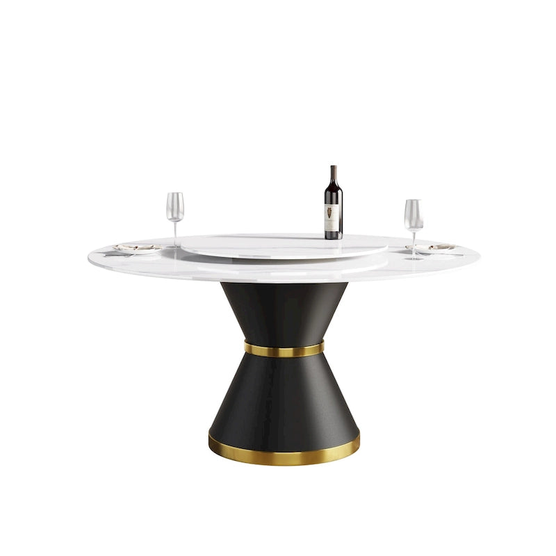 59 Modern Marble Dining Table Round Dining Table with Lazy Susan