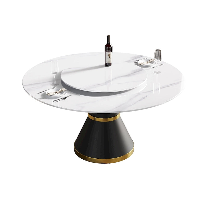 59 Modern Marble Dining Table Round Dining Table with Lazy Susan