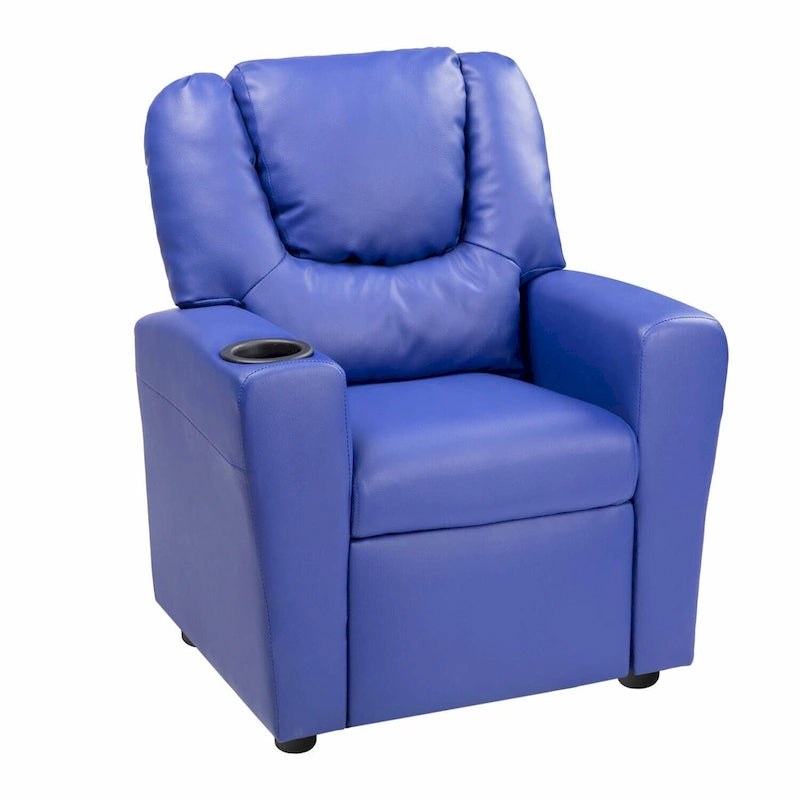 Fauteuil inclinable pour enfants en PVC avec fonction d'inclinaison par poussée, porte-gobelet et repose-pieds confortable