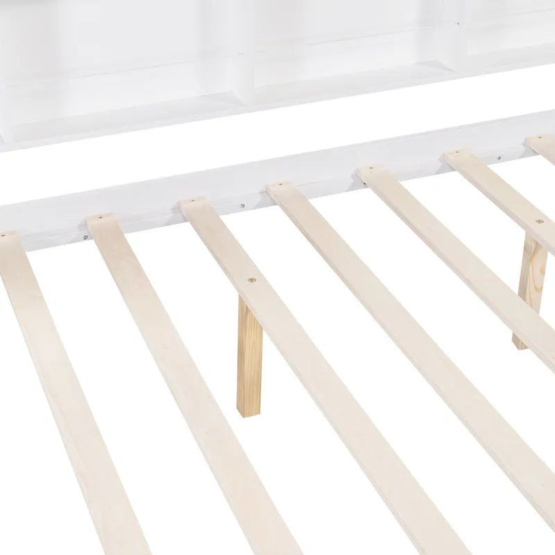 Wooden Full Size House Bed with Trundle