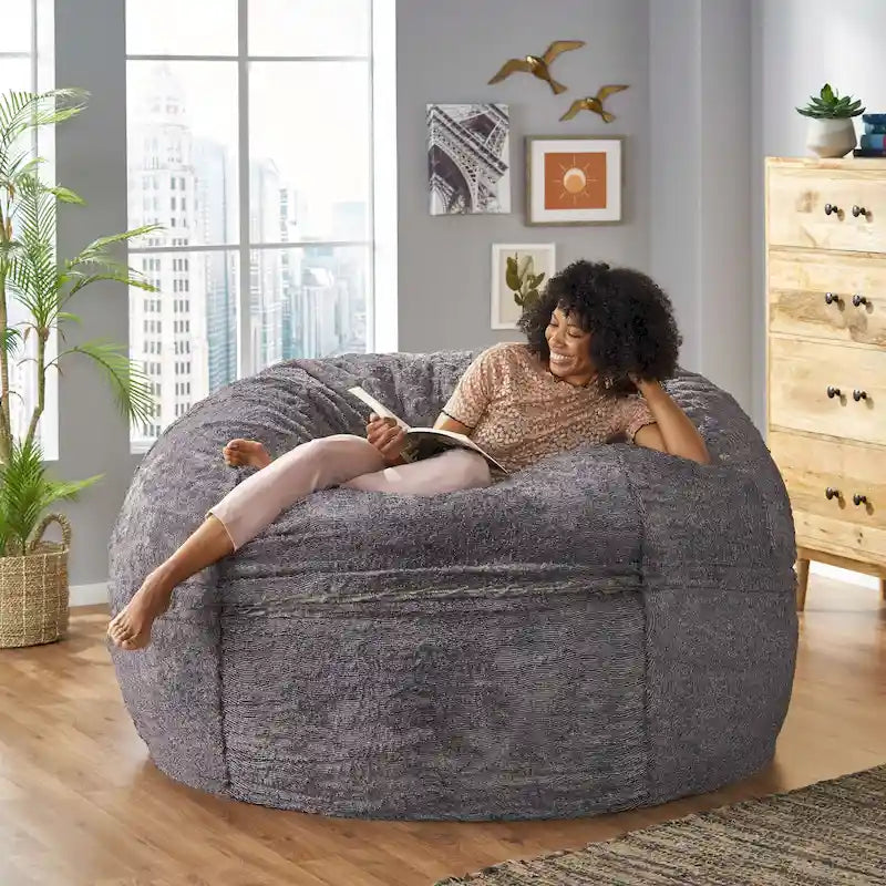 Greyrock Modern Glam Faux Fur Winter Bean Bag by Christopher Knight Home