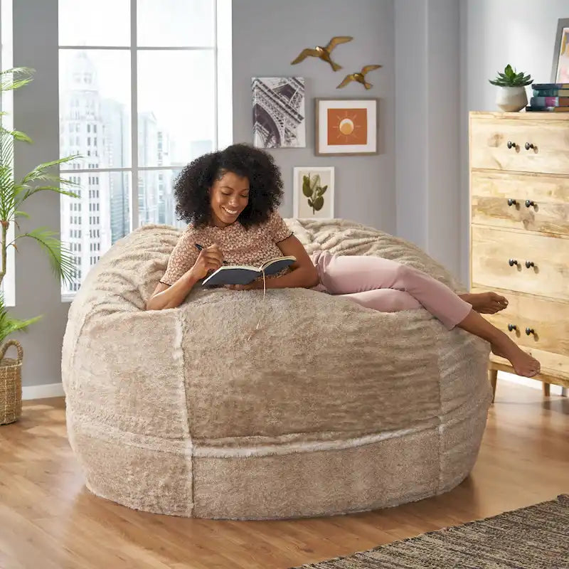 Greyrock Modern Glam Faux Fur Winter Bean Bag by Christopher Knight Home